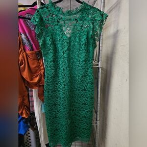 Emerald green lace dress